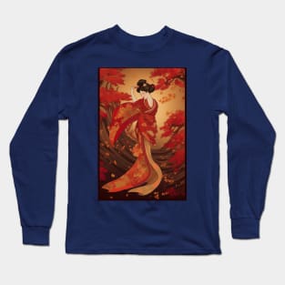 Japanese Woman in Kimono Art T-Shirt Long Sleeve T-Shirt